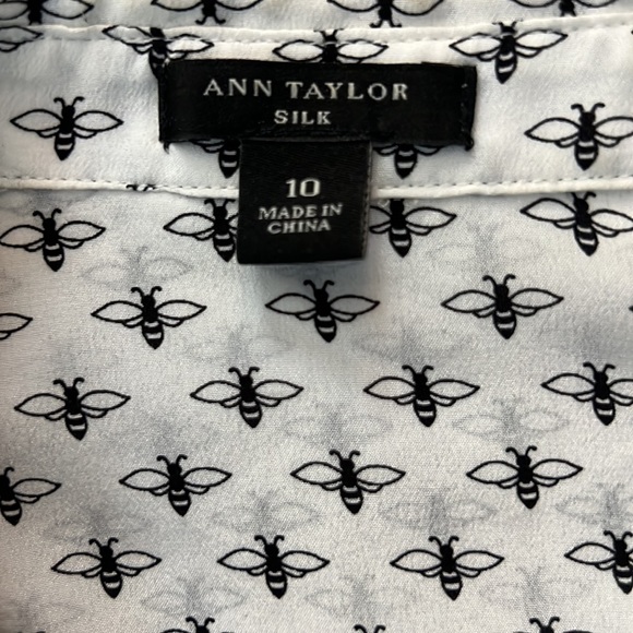 Ann Taylor Silk button-down bumblebee 🐝shirt size 10 - Picture 2 of 3